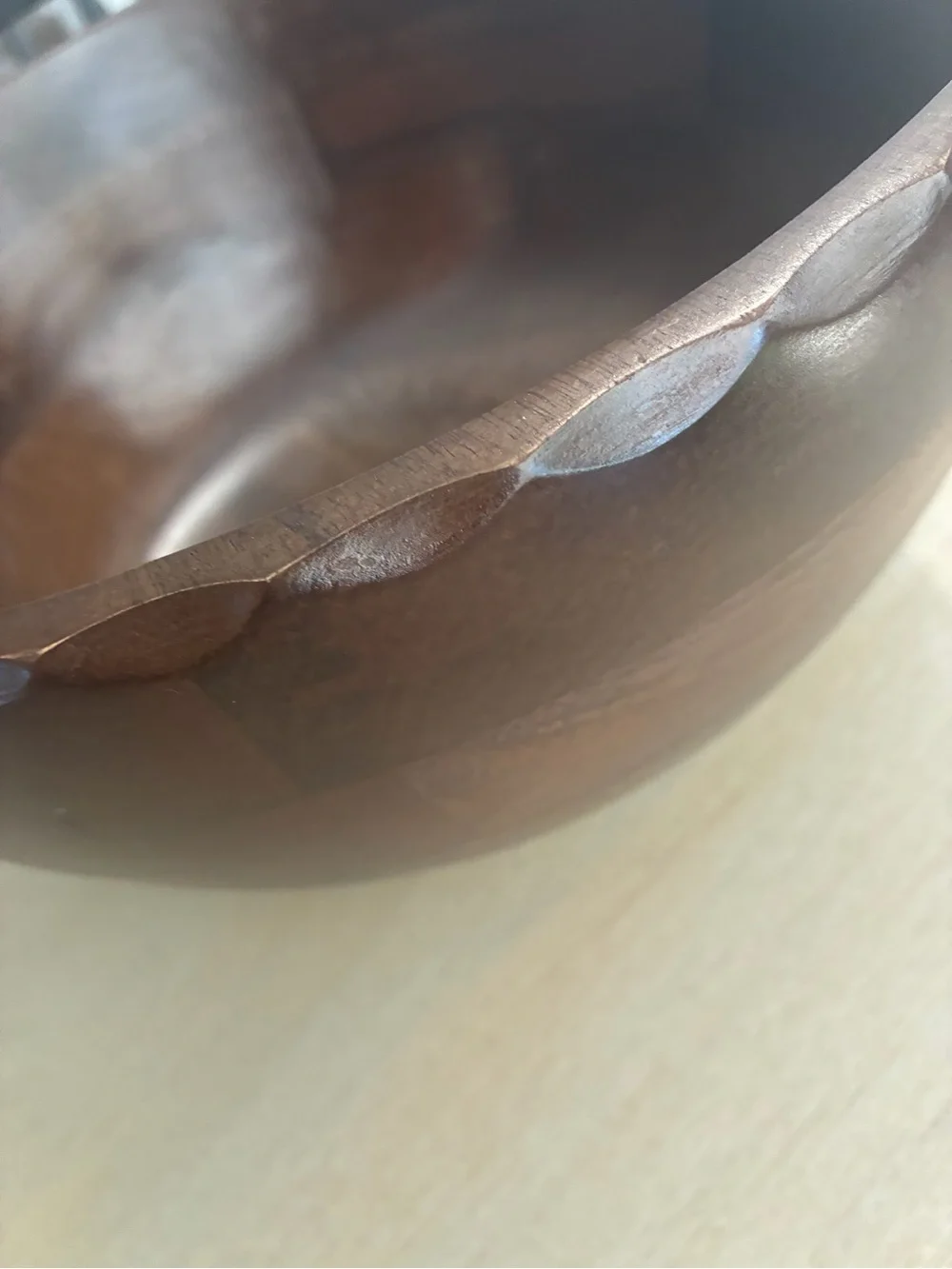 Hearth & Hand Large Carved Edge Wood Bowl Dark